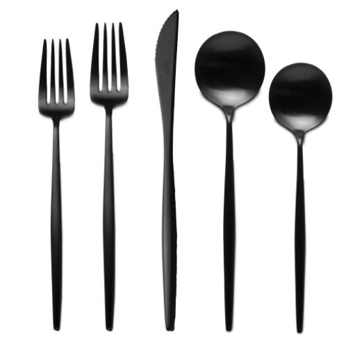 Galileo 5-Piece Brushed Black Flatware Set + Reviews