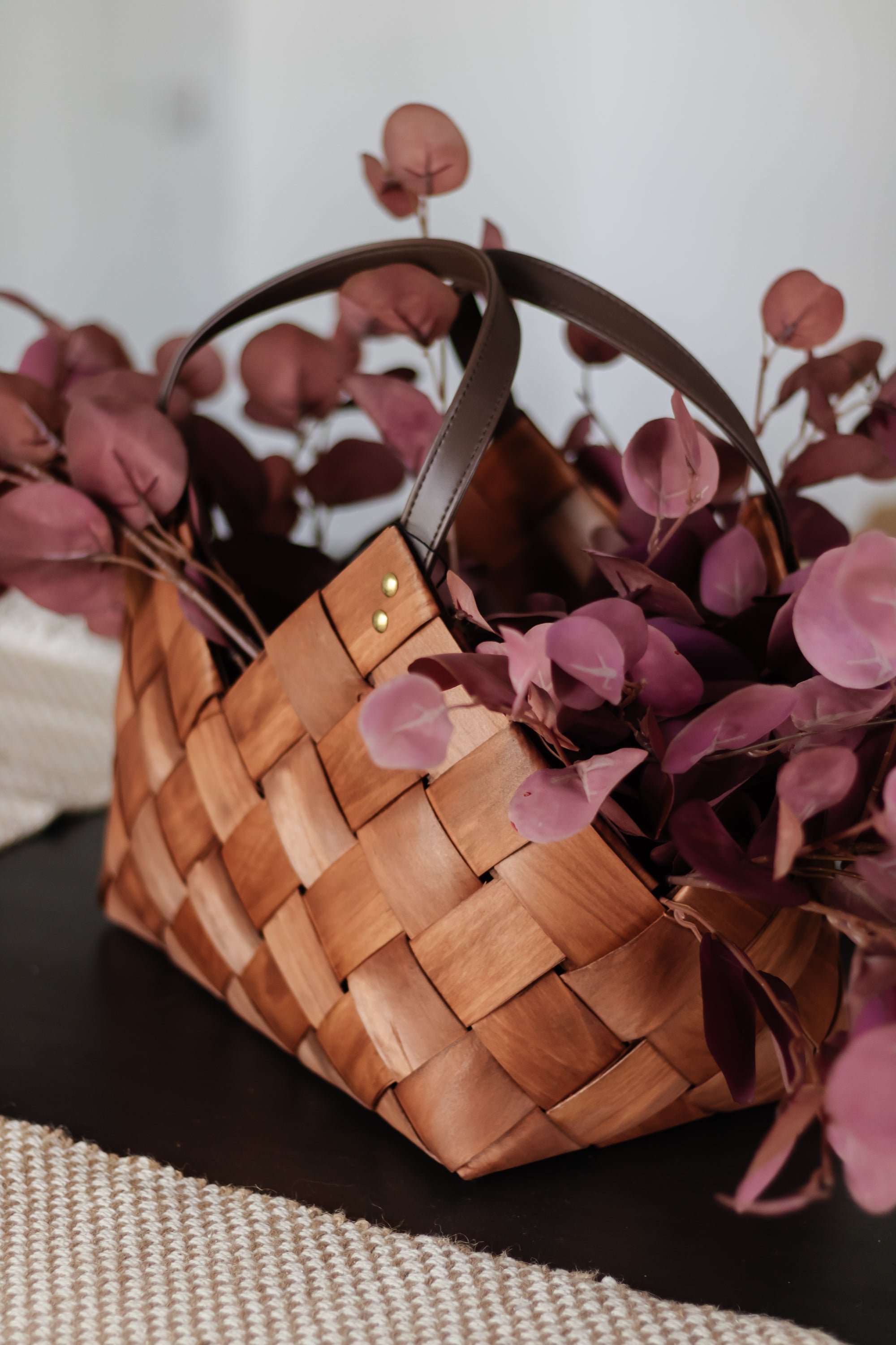 Woven Wood Baskets with Leather Handles – Shoppe Apiary