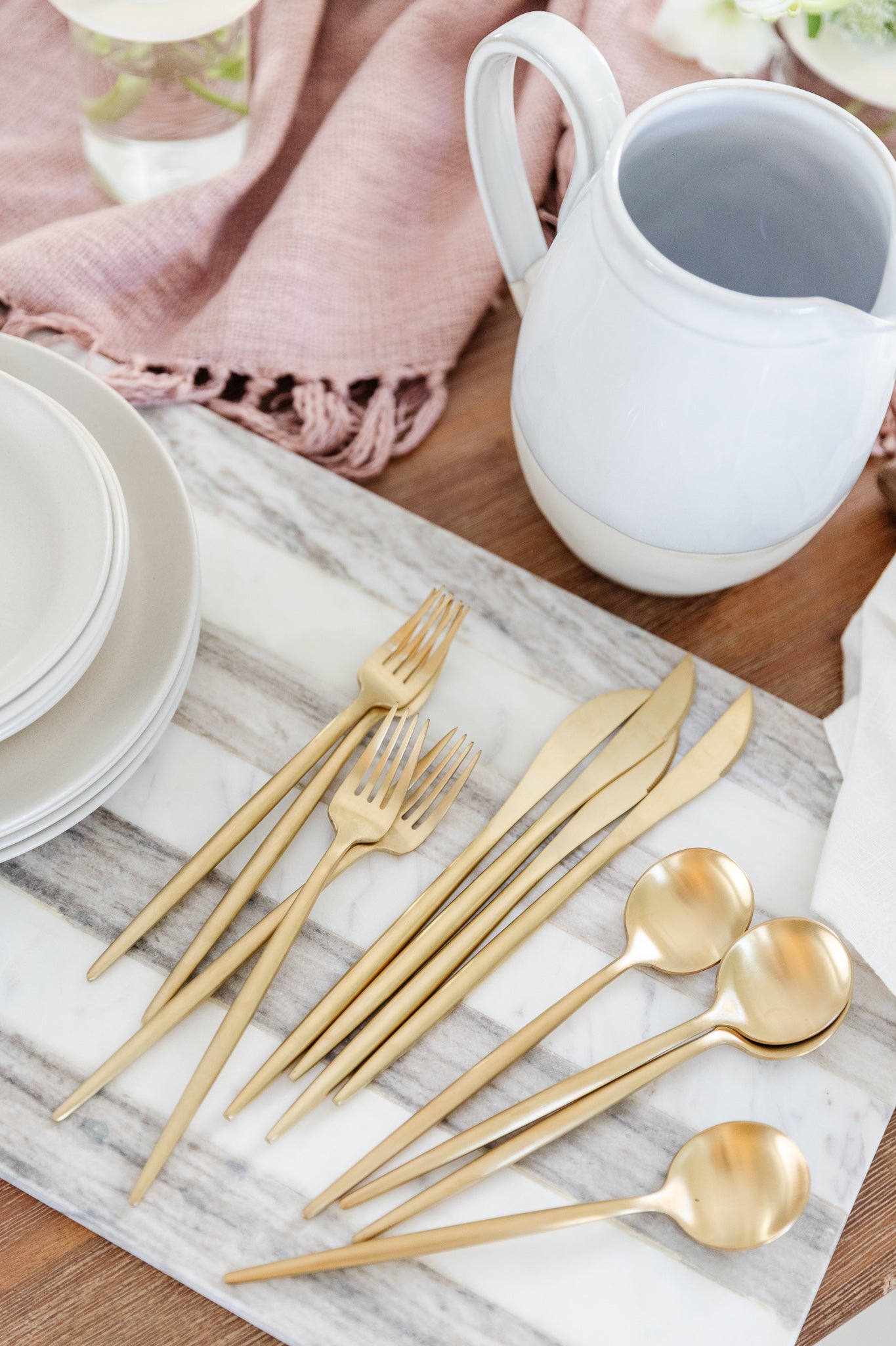 flatware set in brushed gold & black | parker + gibbs